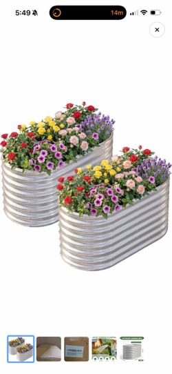 Galvanized Steel Raised Garden Beds Set of 2