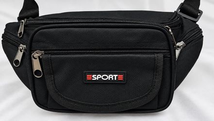 Black Sport Multi Pocket Fanny Pack Waist Bag Adjustable Strap Utility Y2K