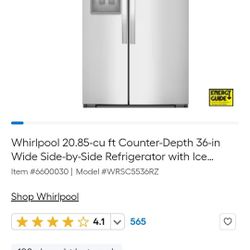 2018 Whirlpool Stainless Double Door Fridge