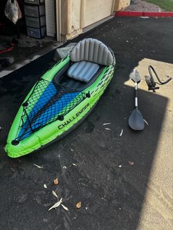 Intex Challenger K1 1-Person Kayak – Like New, Indoor Stored, All Accessories