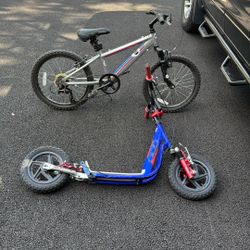 Boys Diamondback Bike And A Scooter 