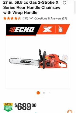27 in. 59.8 cc Gas 2-Stroke X Series Rear Handle Chainsaw with Wrap Handle