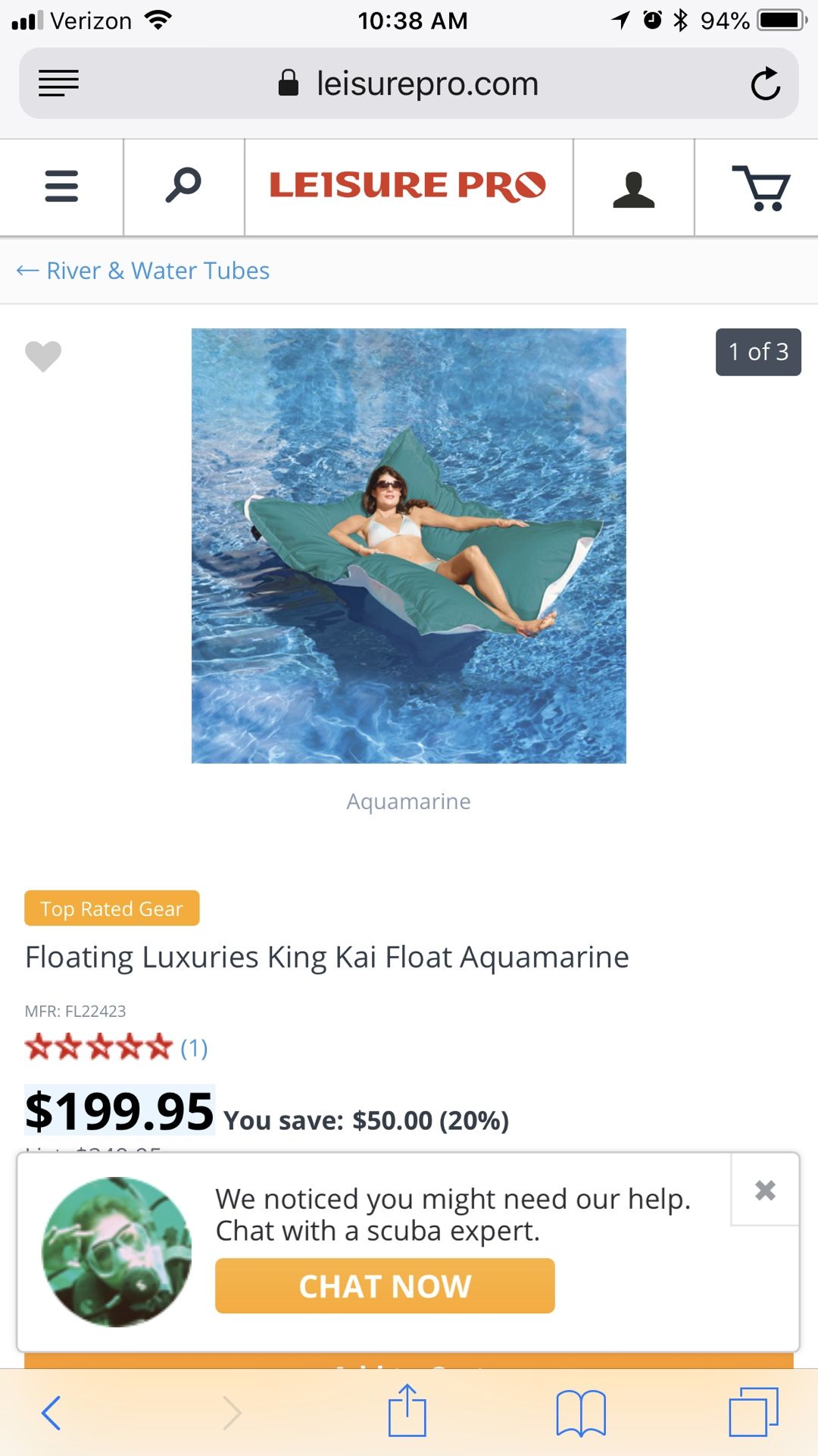King kai Sunbrella pool float (aqua)