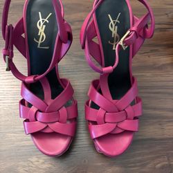 YSL PINK LEATHER SANDALS