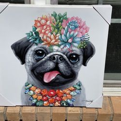 Brand New Coloful Pug Painting