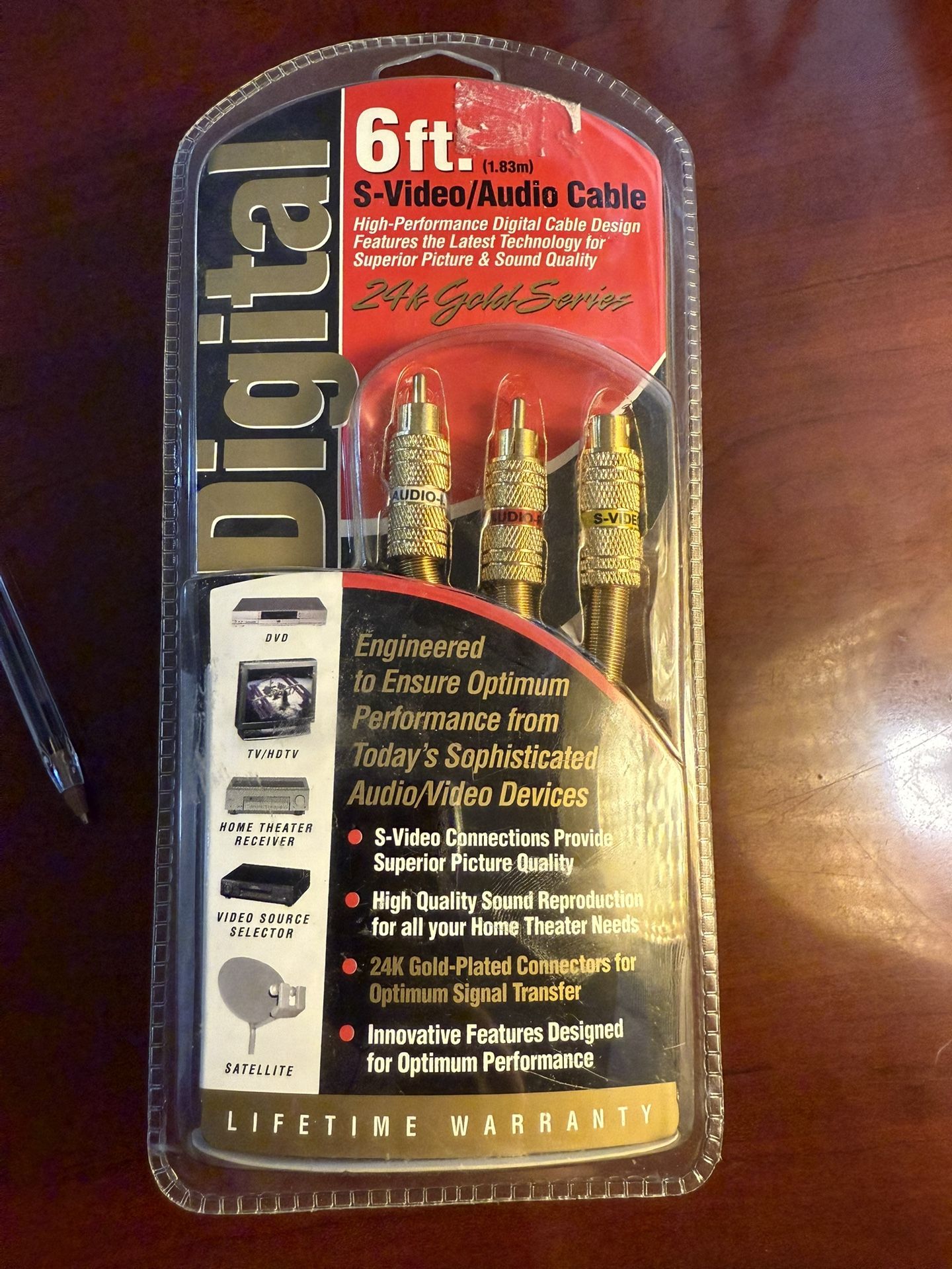 24 Karat Gold Series 6 Foot S Video Audio Cable New In Package