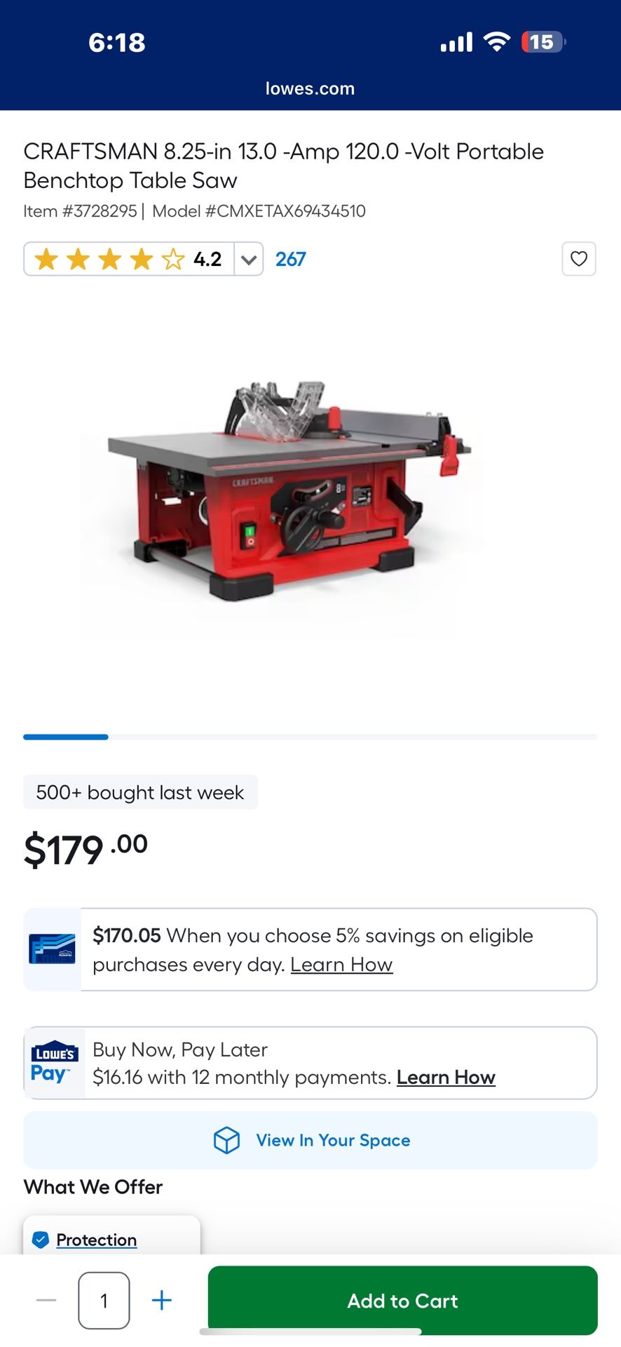 Craftsmen 8.25 " Table Saw