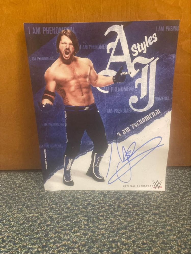 2016 WWE AJ Styles DAY 1 Raw Debut Authentic Autograph