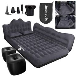 Umbrauto Inflatable Car Backseat Air Mattress Bed with Pump & Pillows, (Black) 