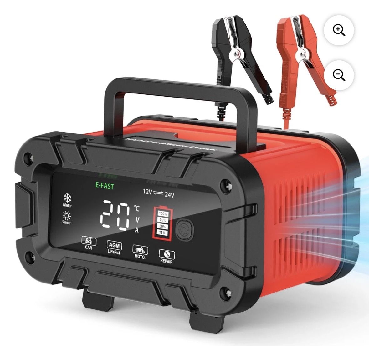 20A Battery Charger 12V/24V LiFePO4 Lead Acid Fully Automatic Battery Maintainer