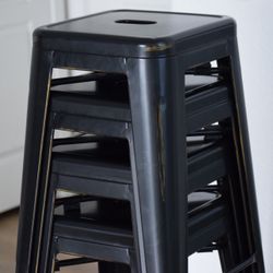 Stackable Counter Height Stools (Set of 4) - Matte Black