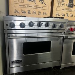 Viking 36”Wide Dual Fuel Range Stove In Stainless Steel 