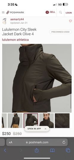 LULULEMON Dark Olive City Sleek Jacket — Size 2 for Sale in New