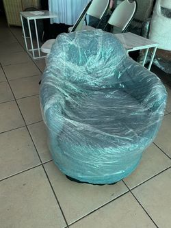 Blue teddy swivel vanity chair