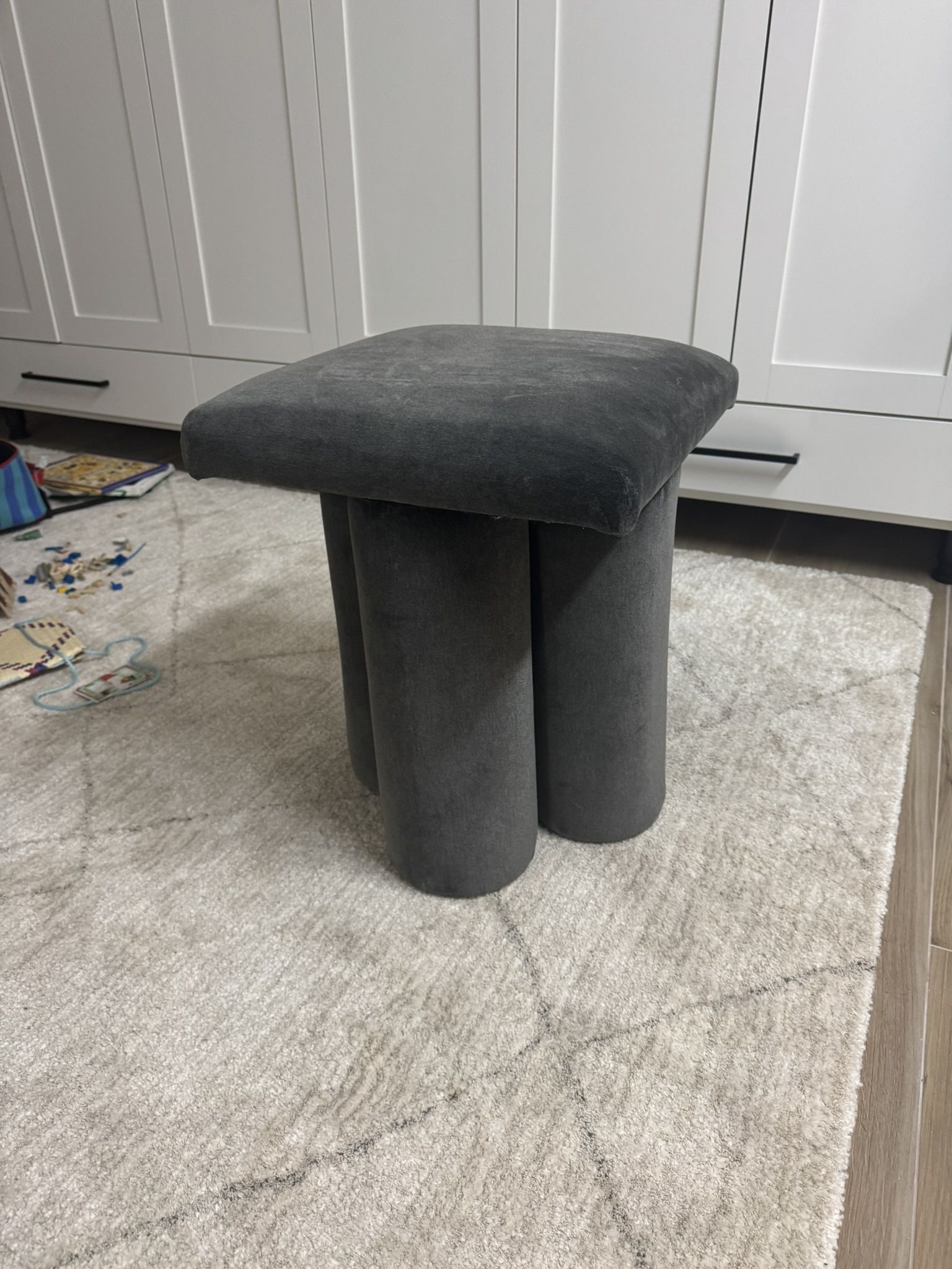 Grey Fabric Stool