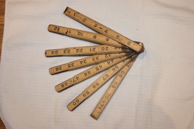 Vintage "Fix'N'Save" 72" Wooden Folding Extension Ruler w/ 6" Brass Slide USA