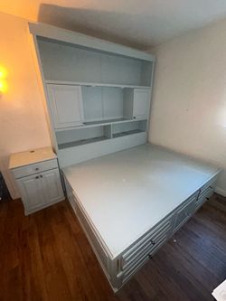 Custom Real Wood Bed Frame Queen with Storage and Lights PICKUP FRIDAY MORNING 5/8