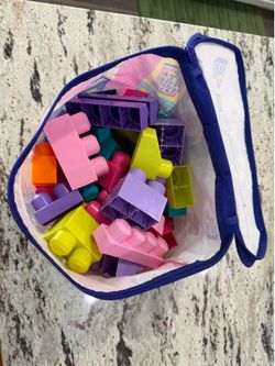 MEGA BLOKS Big Building Bag Toy Block Set (80 Blocks), Blue for Child 1Y+