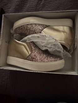 Wanted Ladies Wedge Slip On Glitter Sneakers