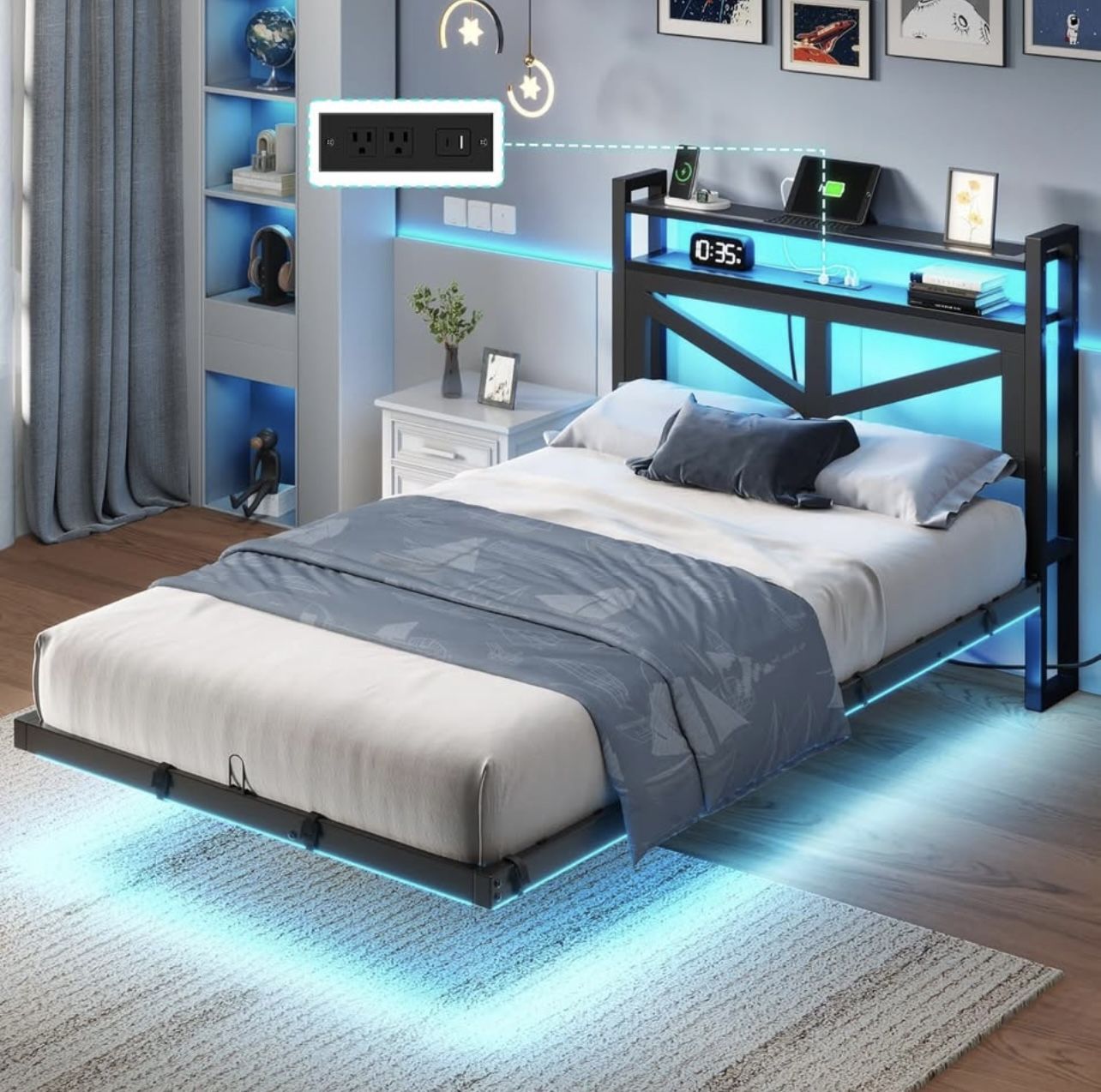 BED FRAME TWIN SIZE FLOATING STYKE BRAND NEW IN BOX!!!