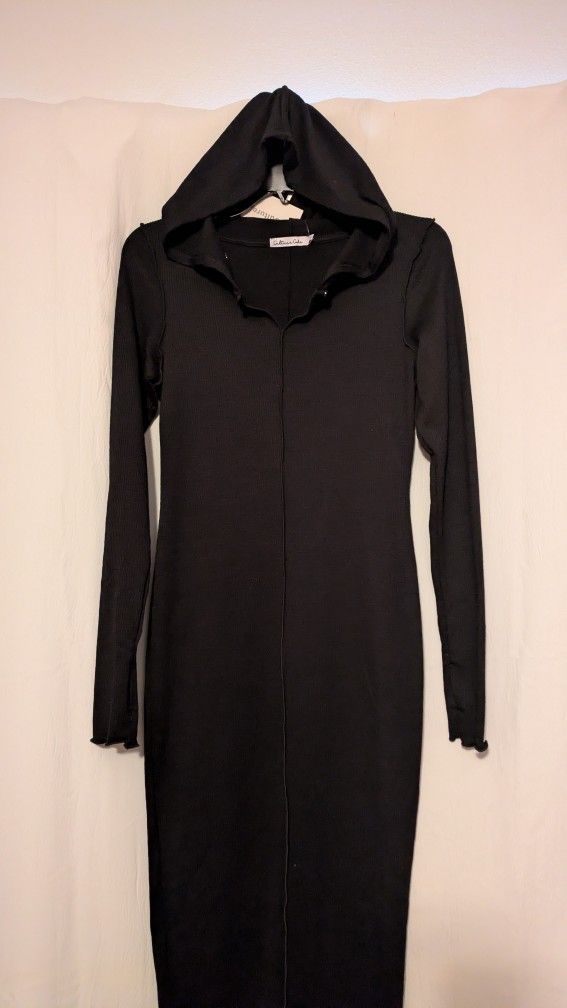 Culture Code Black Dress With Hoodie Unique Outside Stitching Size Small NWT