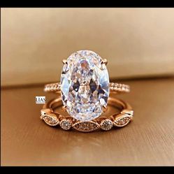 New 18k Rose Gold Wedding Ring Set 