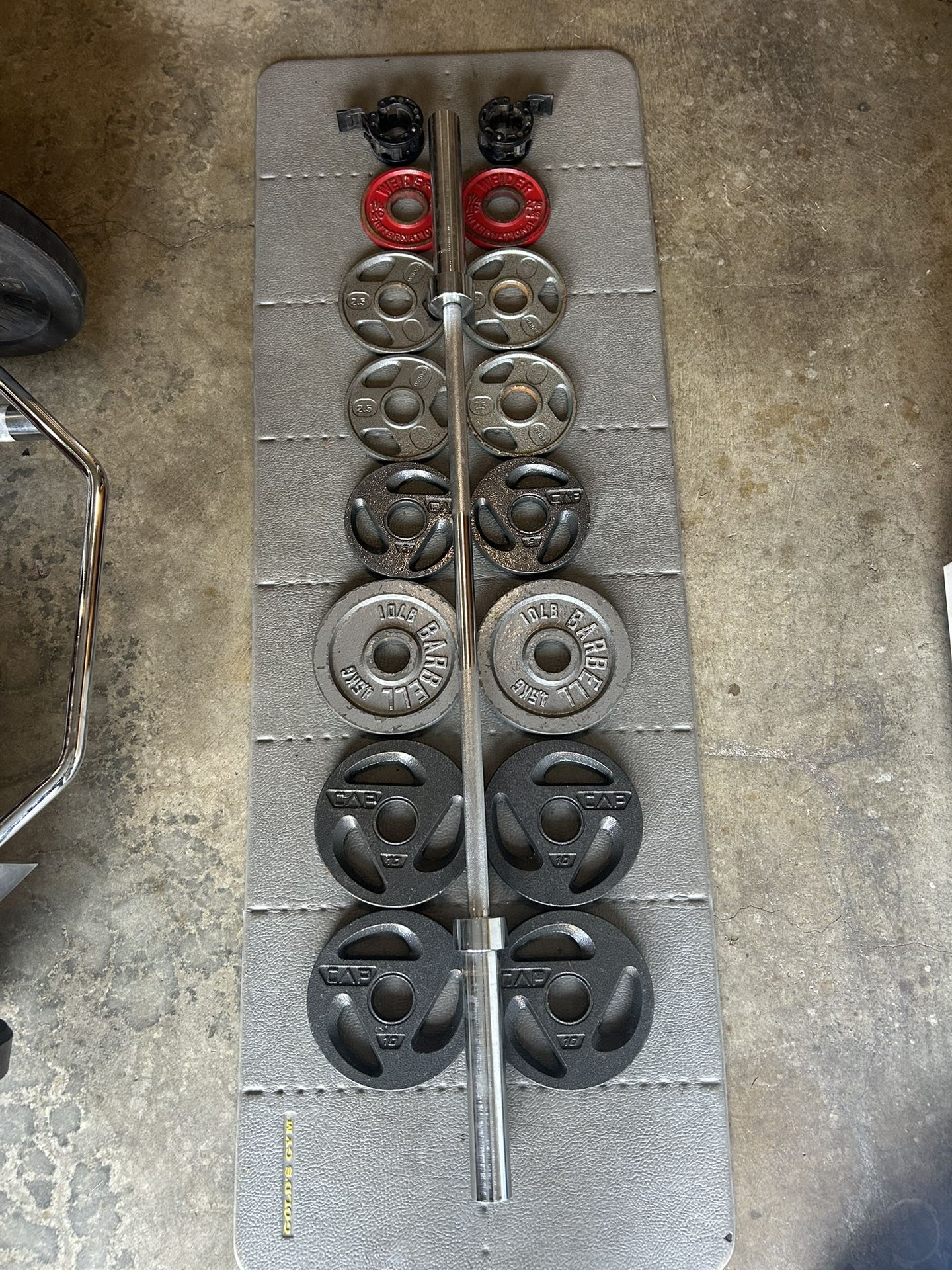 Weights, Olympic Plates And Bar,
