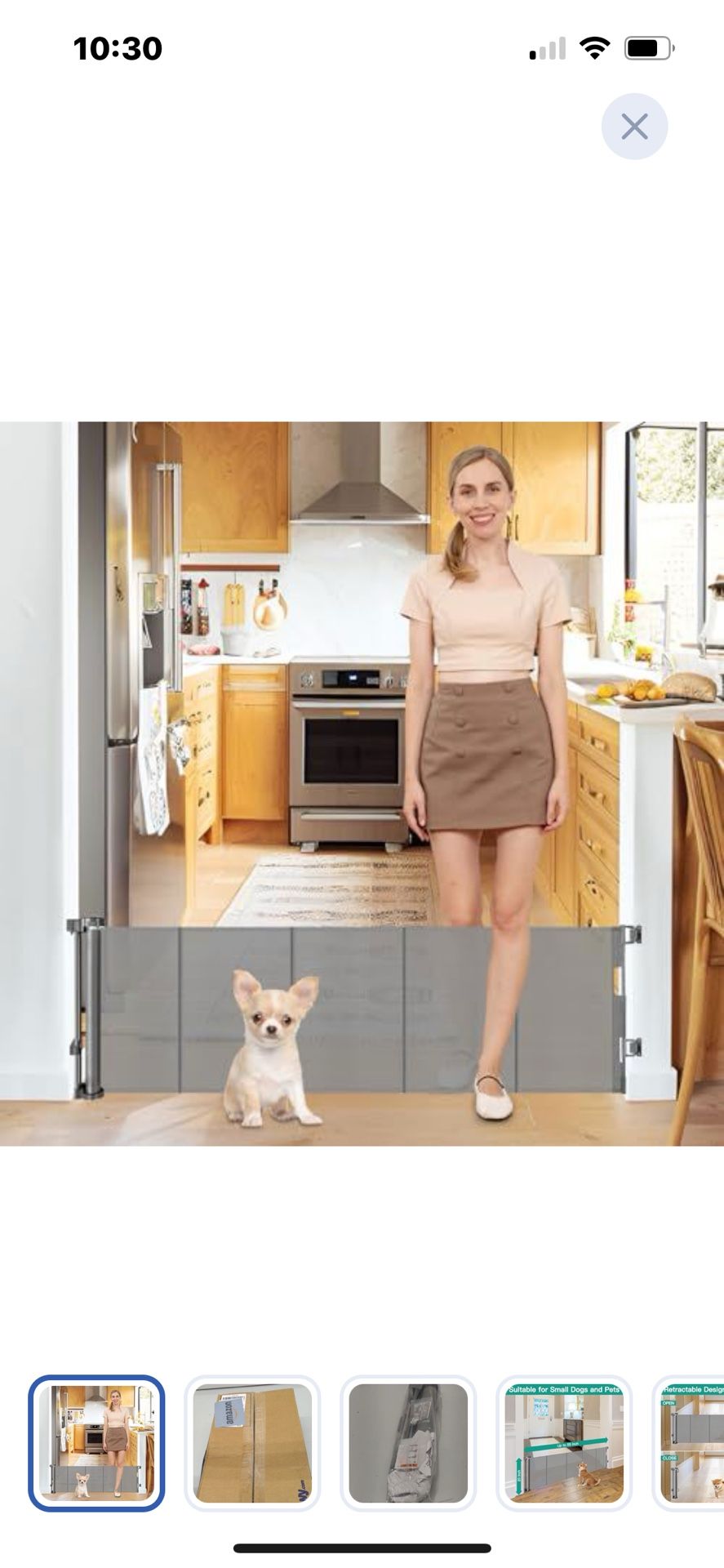 “New”Short Retractable Pet Gate(55”X20”)Step Over Mesh(grey)