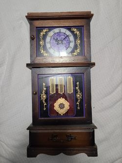 Vintage Kellerware Musical Jewelry Box Armoire Grandfather Clock Design