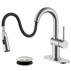 (Brand New in Box)  KENES Chrome Bathroom Faucet with Pull Down Sprayer, Single Handle Bathroom Sink Faucet with Pull Out Sprayer, Vanity Faucet with 