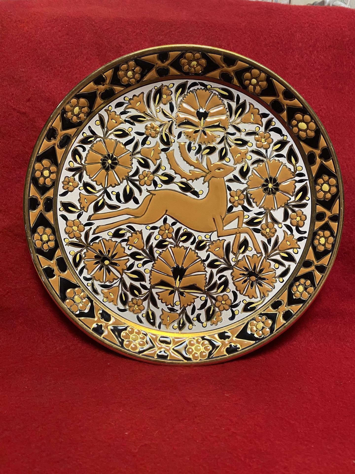 8.25 Inch 24k Gold Handmade Greek Ceramic Plate Imported From Greece