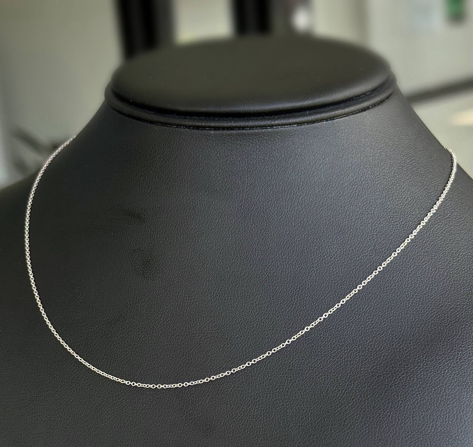 Jewelry 14k white gold PaperClip chain necklace 18.0” 1.10 mm width