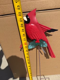 Metal Cardinal Bird Garden Stake
