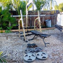 190lbs Olympic Weights+ Squat Bench Rack Pulldown Barbell 