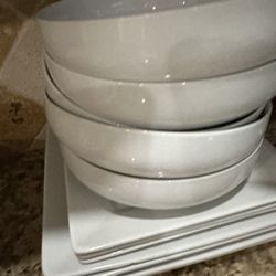 Plates - 4 Dinner plates square, 3 Salad Plates  