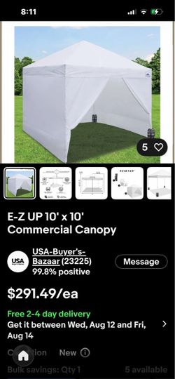 E-Z UP , 10x10 commercial one-up shelter , new