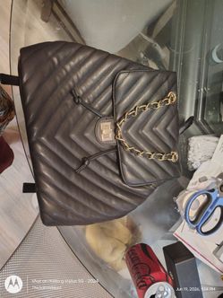 Black Quilted Chain Backpack