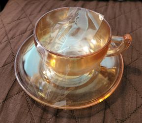 Vintage Depression Era Jeannette Glass Cups & Saucers $48.00 Price Firm
