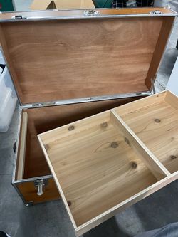 Large Wooden Trunk with Metal Hardware