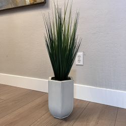 32” House of Silk Flowers Faux Grass Plant in Grey Planter Pot