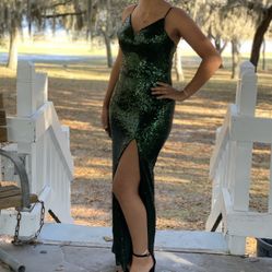 Glittery Emerald Long Dress
