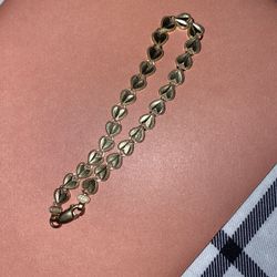 10k Heart Link Bracelet 