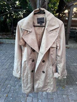 Covington Taupe Trench Coat with Double-Breasted Front Size M