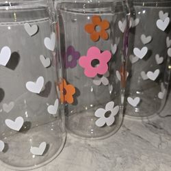 Drinking Glass 2Flower/2heart (4 Piece)