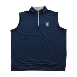 Peter Millar Galway Vest Mens XL Blue Stretch Loop Terry 1/4 Zip Golf Casual