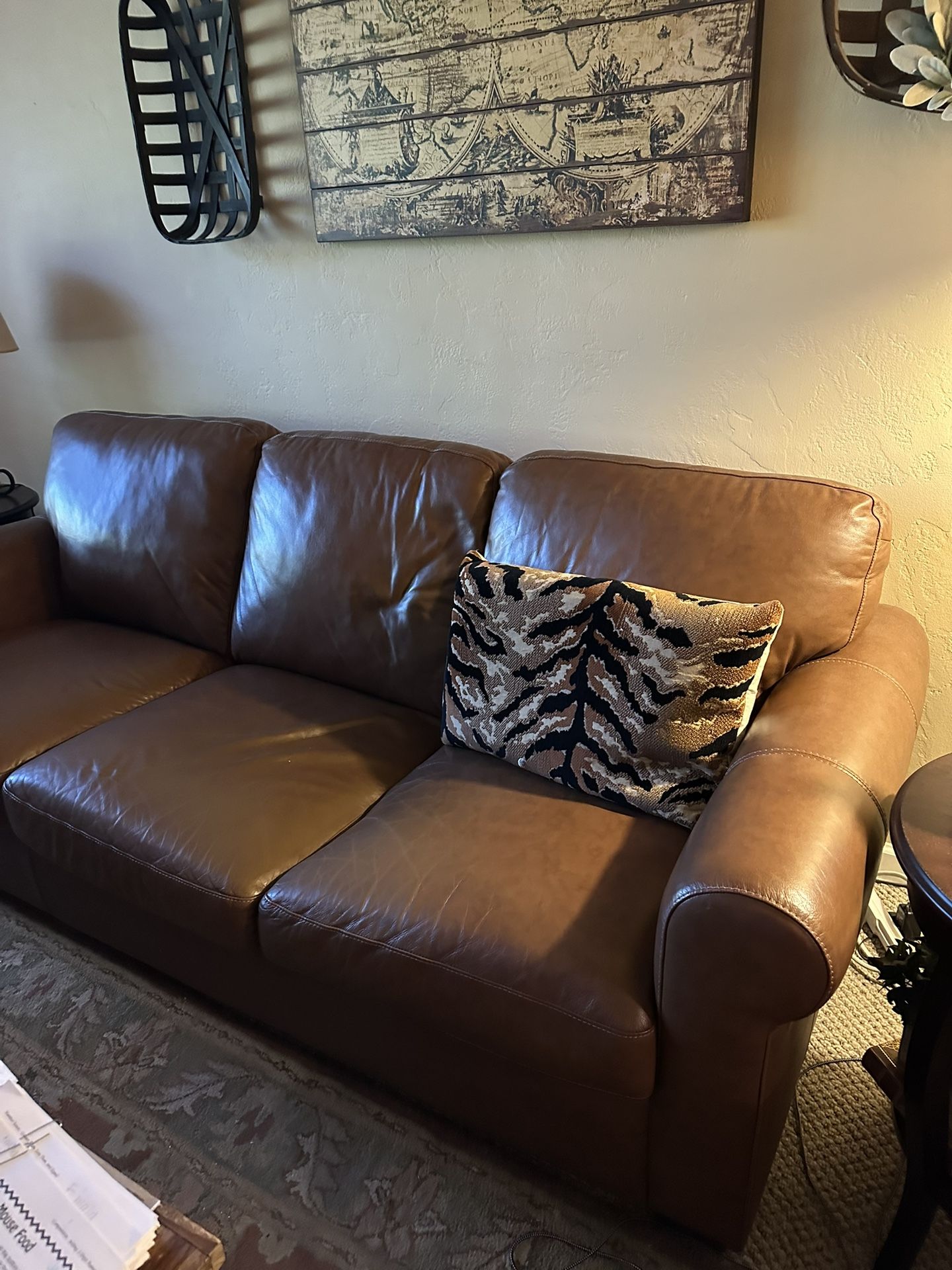 Brown Real Leather Couch