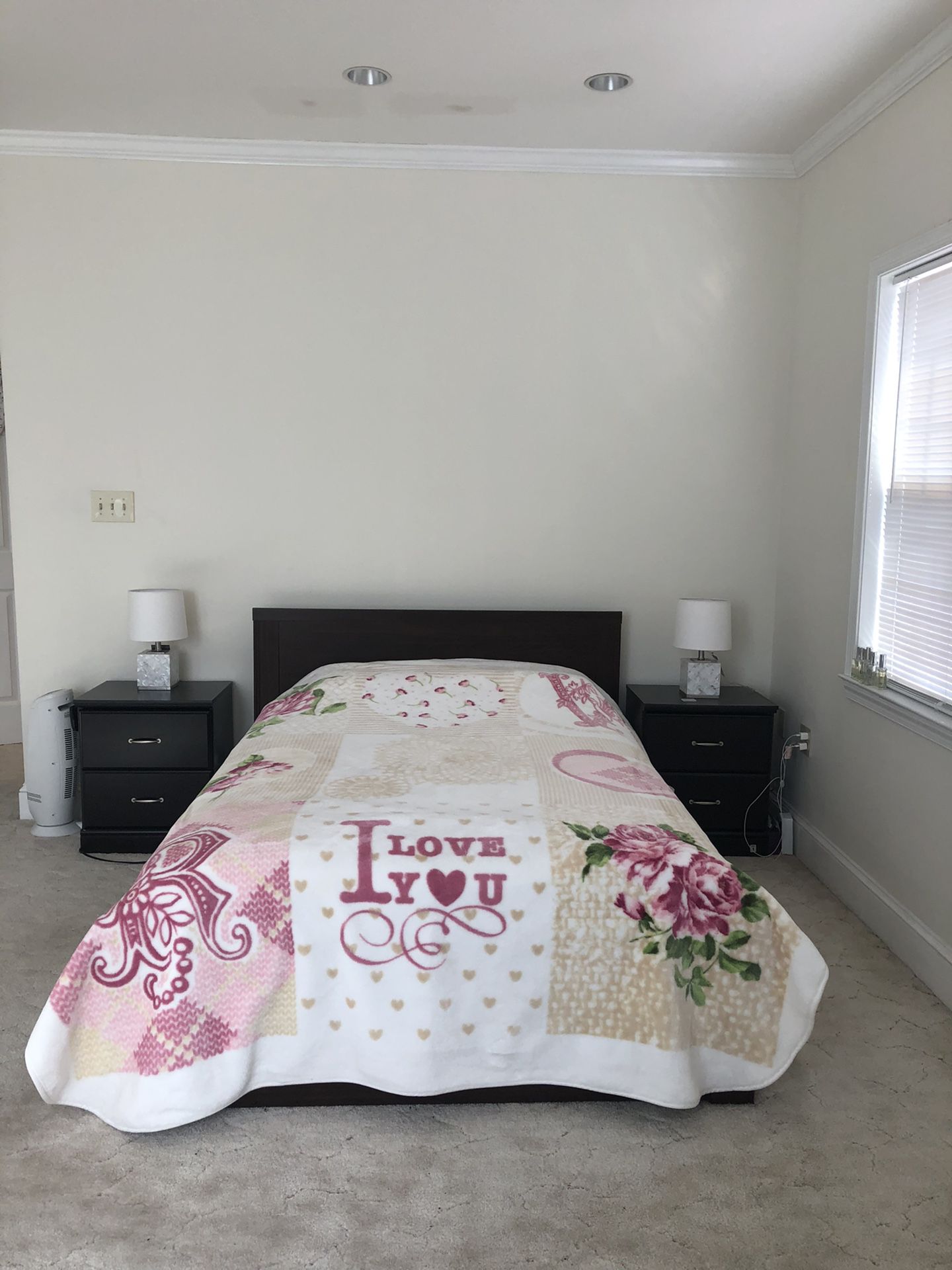 Ikea Queen Size Bed (Frame, Matress and two nightstands)