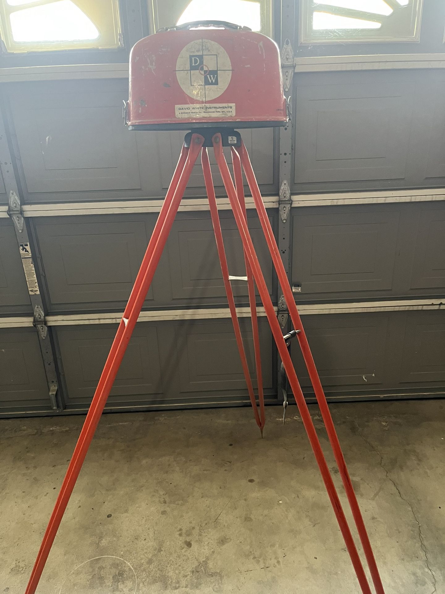 David White Meridian Transit Level With Tripod And Measuring Stick