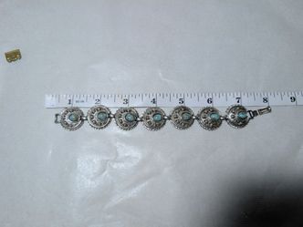 Silver Turquoise Stone Link Bracelet