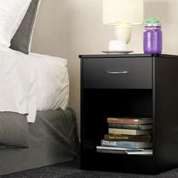 New Set of Night Stands End Table with Drawer Open Storage Shelf Nightstand Tables Chest for Bedroom 